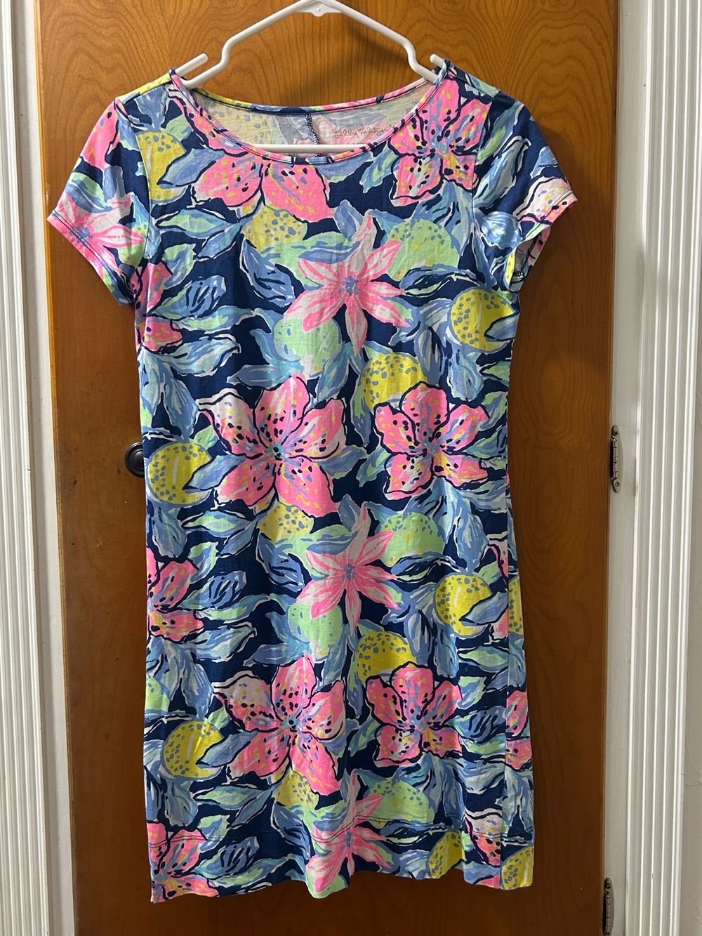 Lilly Pulitzer Floral Shift Dress with Pink & Lime Blooms